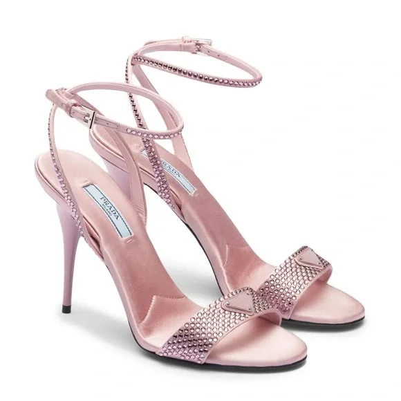 NIB Prada Crystal Embellished Satin Sandals - Picture 1 of 8